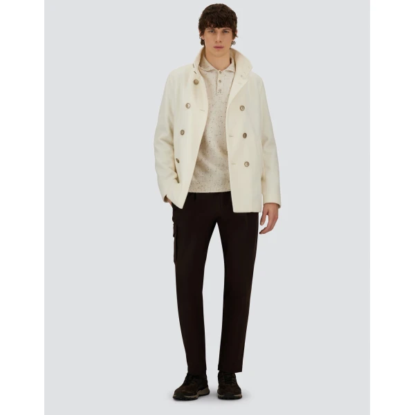 Herno Milk White Resort Peacoat in Double-Layered Viscose-Blend Fabric | Men's Coats | Coveti