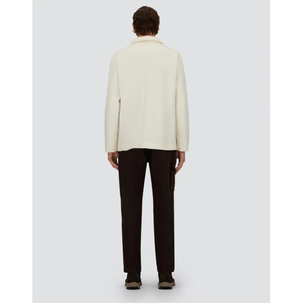 Herno Milk White Resort Peacoat in Double-Layered Viscose-Blend Fabric | Men's Coats | Coveti
