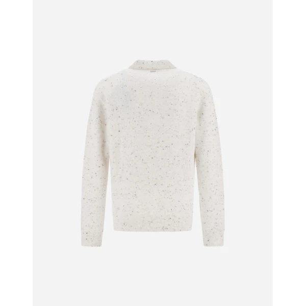 Herno Milk White Resort Polo Shirt in Wool and Alpaca Blend Knit | Men's T-Shirts and Polos | Coveti