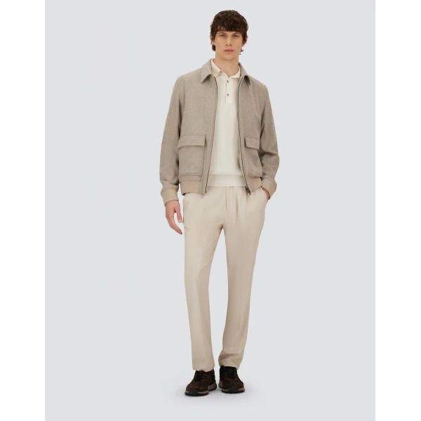 Herno Milk White Resort Polo Shirt in Wool and Silk Knit | Men's T-Shirts and Polos | Coveti