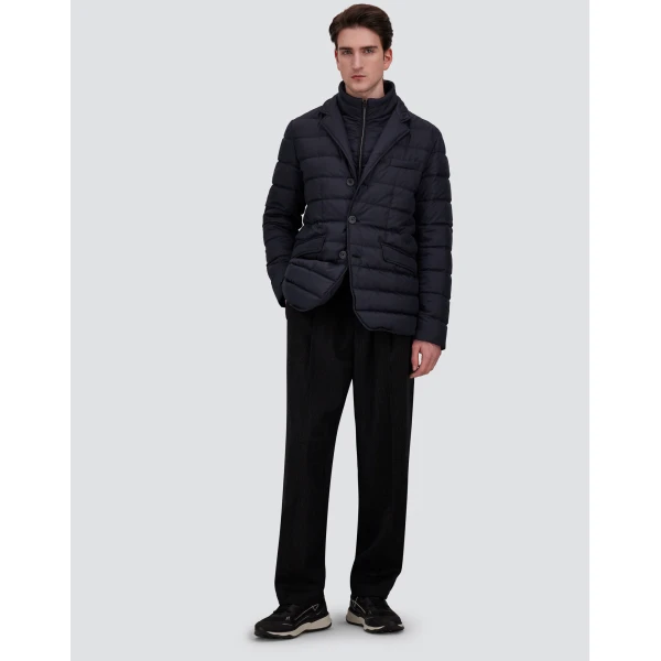 Herno Navy Blue Blazer in Arendelle and Monogram | Men's Jackets | Coveti