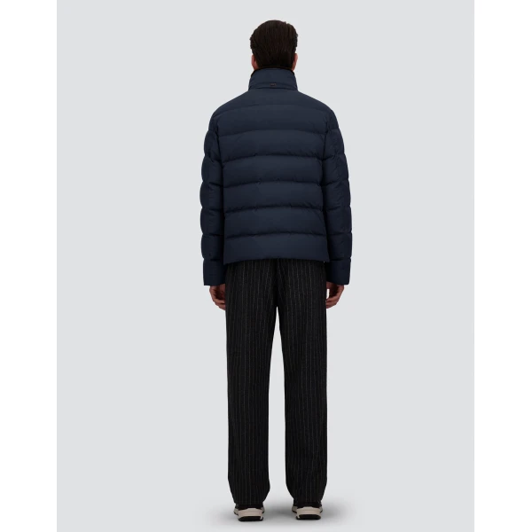 Herno Navy Blue Bomber Jacket in Arendelle and Faux Fur | Men's Jackets | Coveti