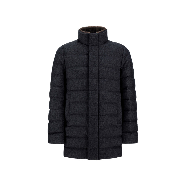 Herno Navy Blue Carcoat in Cashmere, Silk and Monogram | Men's Coats | Coveti