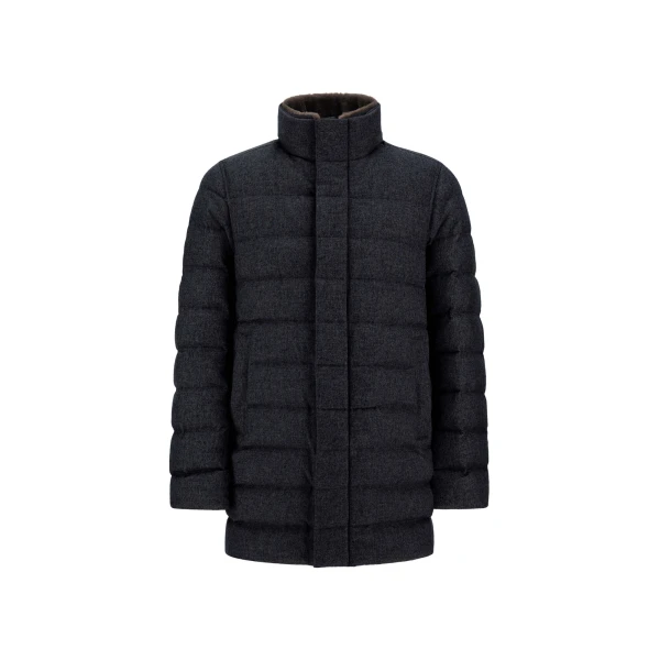 Herno Navy Blue Carcoat in Cashmere, Silk and Monogram | Men's Coats | Coveti