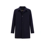 Herno Navy Blue Coat in Diagonal Wool Fabric | Men's Coats | Coveti