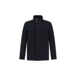 Herno Navy Blue Field Jacket in Cashmere, Wool and Suede Effect | Men's Jackets | Coveti