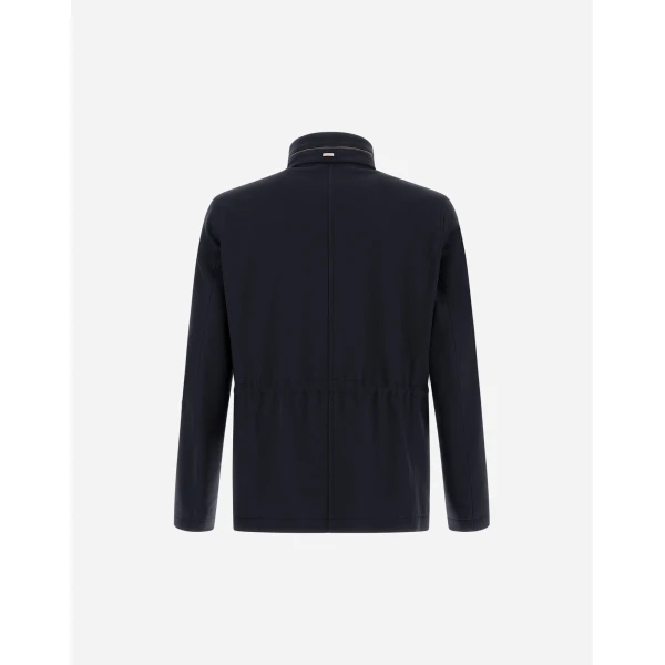 Herno Navy Blue Field Jacket in Cashmere, Wool and Suede Effect | Men's Jackets | Coveti