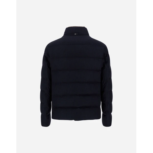 Herno Navy Blue Jacket in Cashmere, Silk and Monogram | Men's Jackets | Coveti