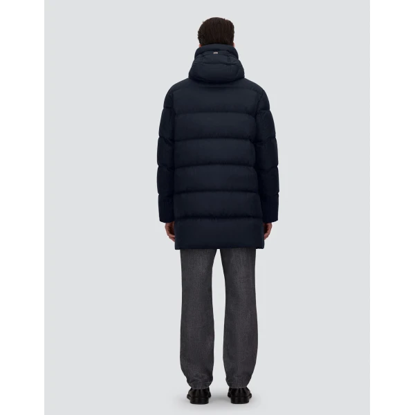 Herno Navy Blue Long Jacket in Arendelle and Monogram | Men's Jackets | Coveti
