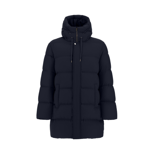 Herno Navy Blue Long Jacket in Arendelle and Monogram | Men's Jackets | Coveti