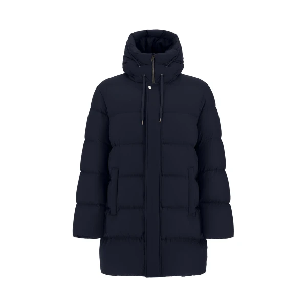 Herno Navy Blue Long Jacket in Arendelle and Monogram | Men's Jackets | Coveti