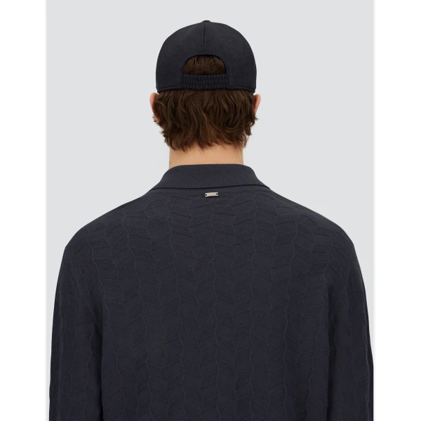Herno Navy Blue Resort Baseball Cap in Cashmere and Silk | Men's Hats | Coveti