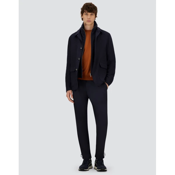 Herno Navy Blue Resort Blazer in Cashmere and Silk | Men's Jackets | Coveti