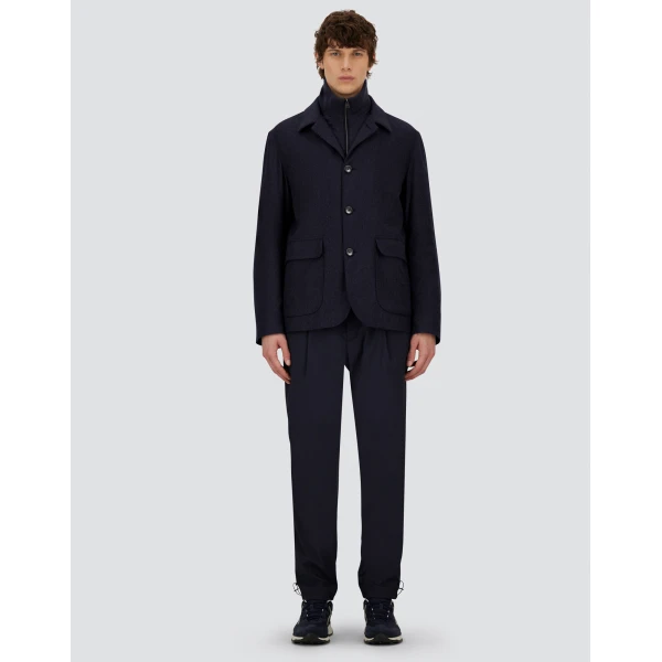 Herno Navy Blue Resort Blazer in Cashmere and Silk | Men's Jackets | Coveti
