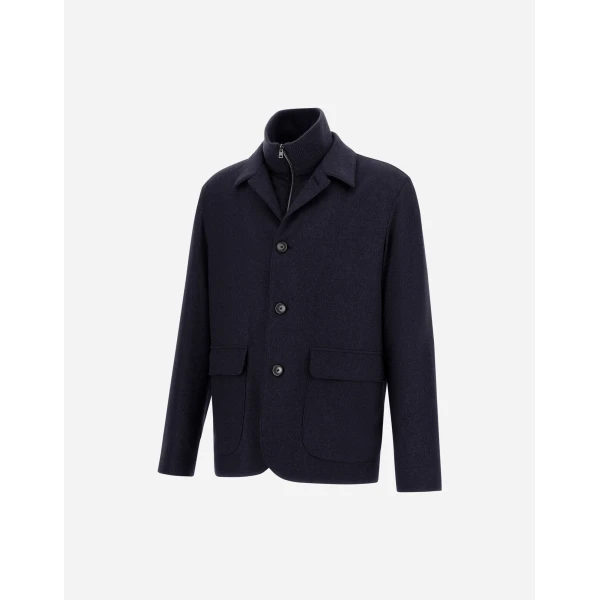 Herno Navy Blue Resort Blazer in Cashmere and Silk | Men's Jackets | Coveti