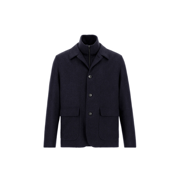 Herno Navy Blue Resort Blazer in Cashmere and Silk | Men's Jackets | Coveti