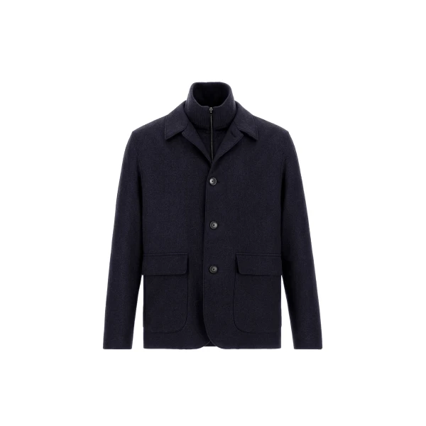 Herno Navy Blue Resort Blazer in Cashmere and Silk | Men's Jackets | Coveti