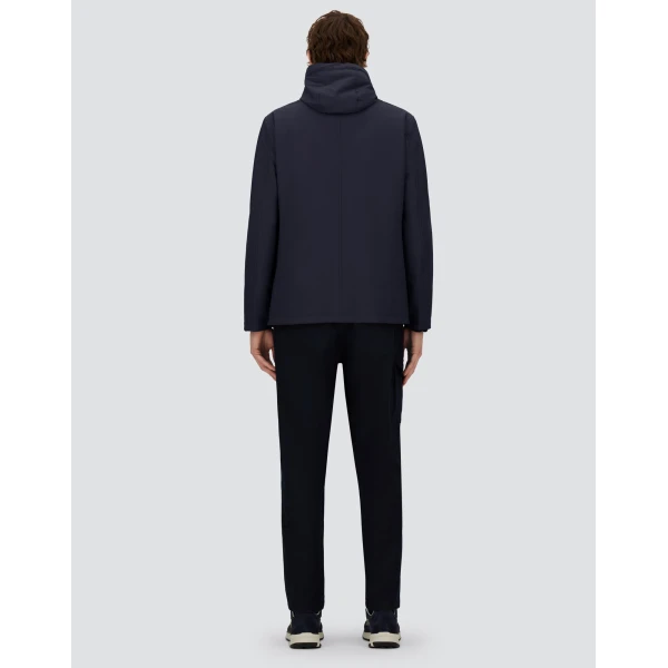 Herno Navy Blue Resort Blazer in Melange-Effect Stretch Nylon | Men's Jackets | Coveti