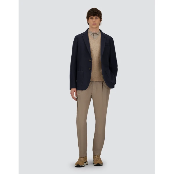 Herno Navy Blue Resort Blazer in Soft Wool-Effect Jersey | Men's Jackets | Coveti