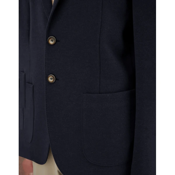 Herno Navy Blue Resort Blazer in Soft Wool-Effect Jersey | Men's Jackets | Coveti