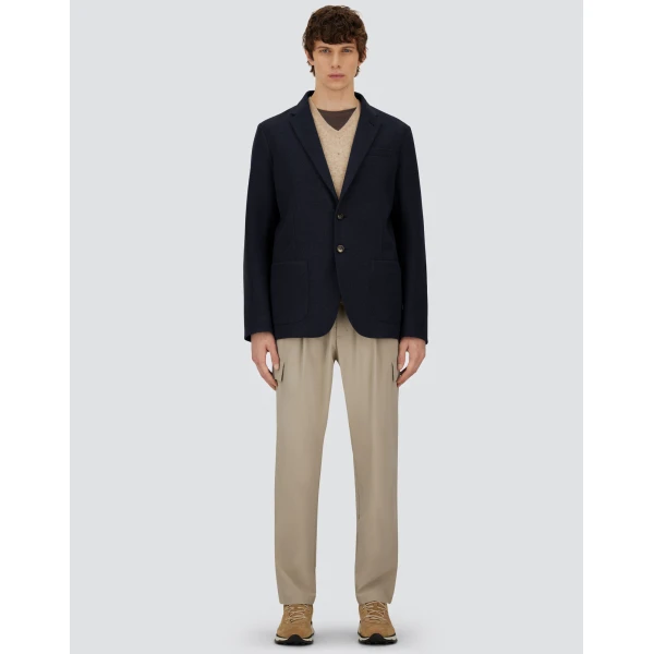 Herno Navy Blue Resort Blazer in Soft Wool-Effect Jersey | Men's Jackets | Coveti