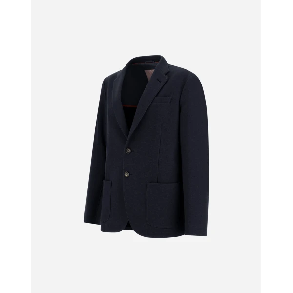 Herno Navy Blue Resort Blazer in Soft Wool-Effect Jersey | Men's Jackets | Coveti