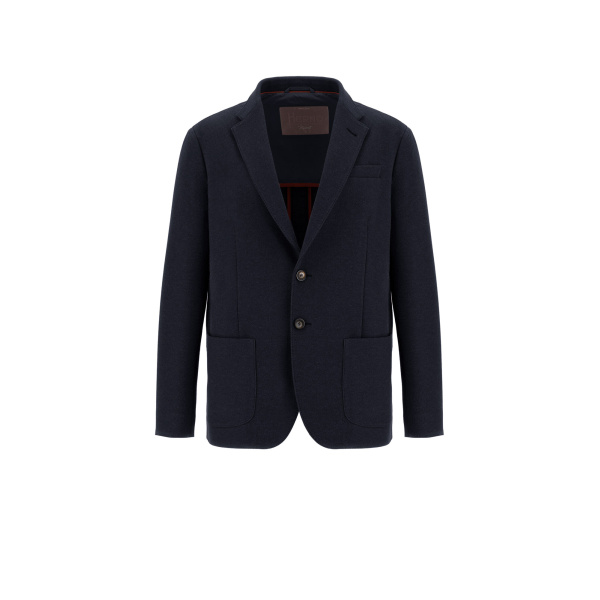 Herno Navy Blue Resort Blazer in Soft Wool-Effect Jersey | Men's Jackets | Coveti