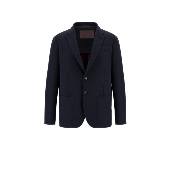Herno Navy Blue Resort Blazer in Soft Wool-Effect Jersey | Men's Jackets | Coveti