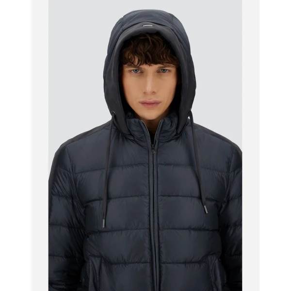 Herno Navy Blue Resort Bomber Jacket in Ultralight Nylon and Suede-Effect Microfibre | Men's Jackets | Coveti
