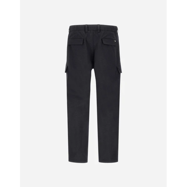 Herno Navy Blue Resort Cargo Trousers in Melange-Effect Stretch Nylon | Men's Trousers | Coveti