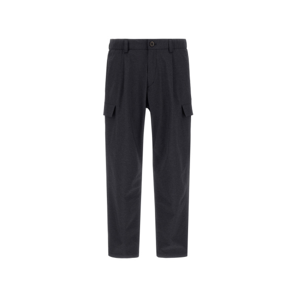 Herno Navy Blue Resort Cargo Trousers in Melange-Effect Stretch Nylon | Men's Trousers | Coveti