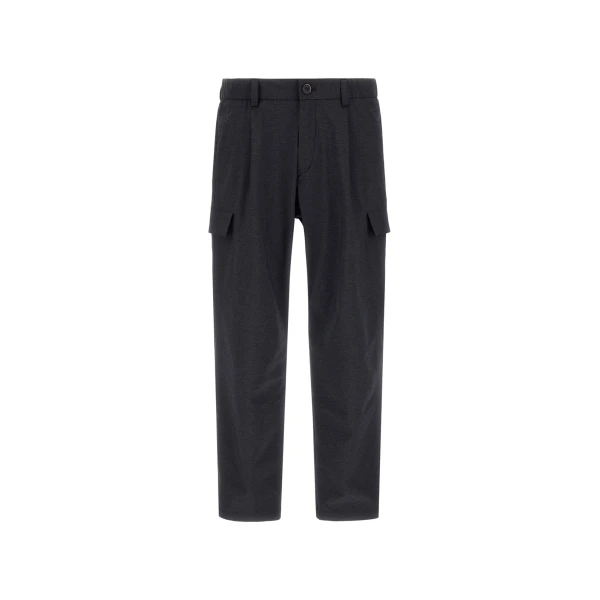 Herno Navy Blue Resort Cargo Trousers in Melange-Effect Stretch Nylon | Men's Trousers | Coveti