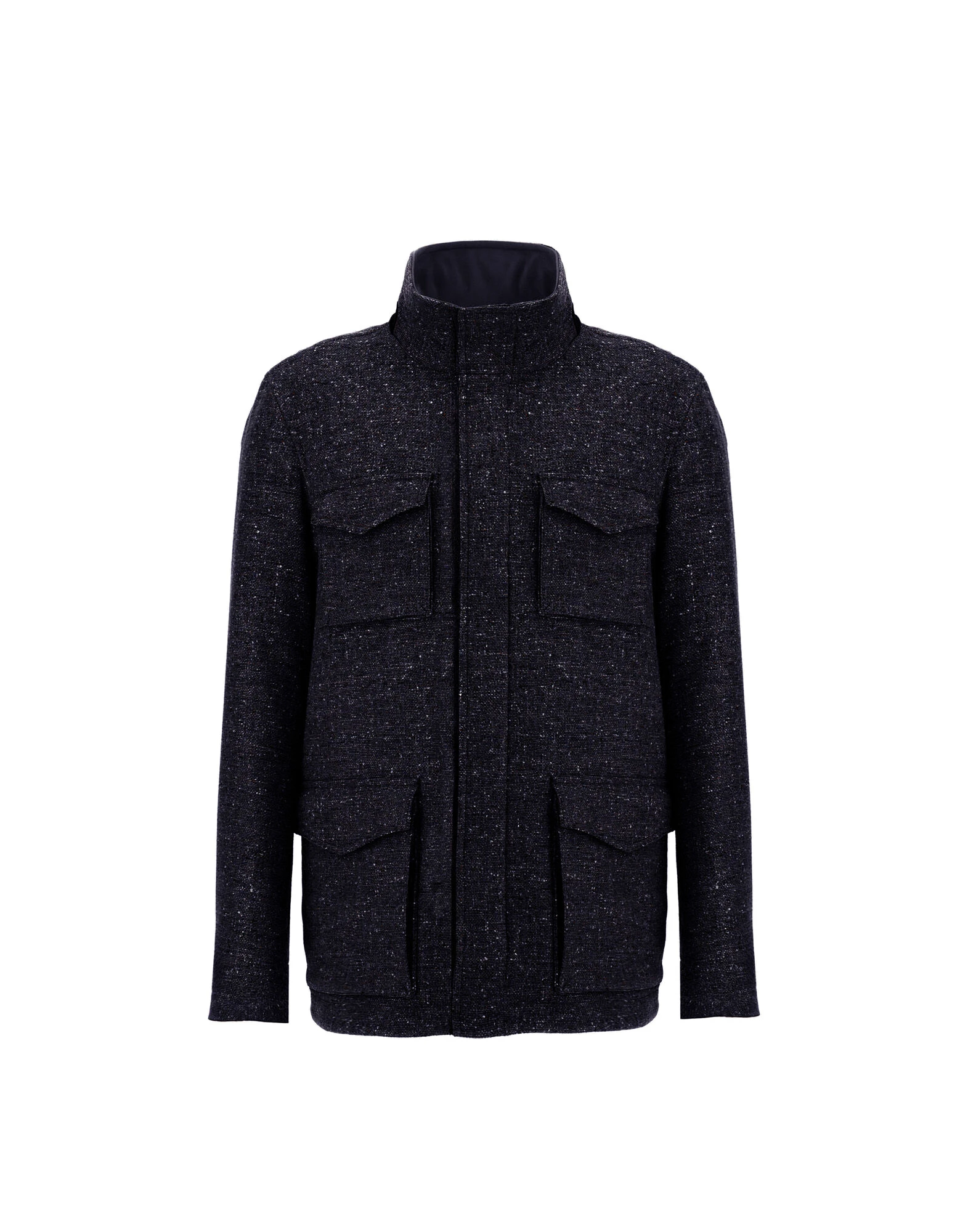Herno Navy Blue Resort Field Jacket in Bouclé Wool Fabric and Suede-Effect Microfibre Herno Navy Blue Resort Field Jacket in Bouclé Wool Fabric and Suede-Effect Microfibre | Men's Jackets | Coveti