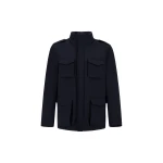 Herno Navy Blue Resort Field Jacket in Bouclé Wool and Technical Stretch Fabric | Men's Jackets | Coveti