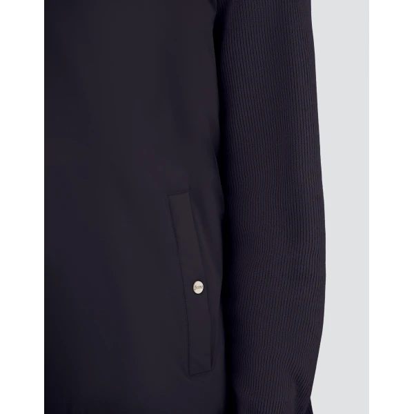 Herno Navy Blue Resort Hooded Jacket in Cotton Interlock and Travel Nylon Ponente | Men's Jackets | Coveti