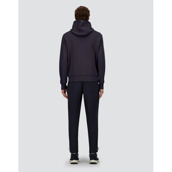Herno Navy Blue Resort Hooded Jacket in Cotton Interlock and Travel Nylon Ponente | Men's Jackets | Coveti