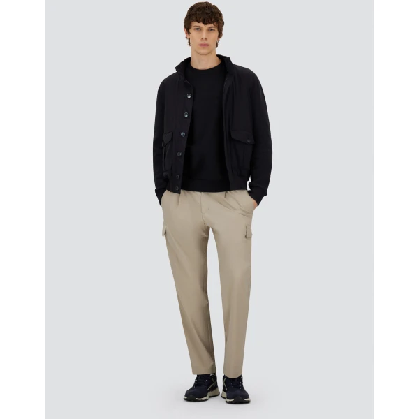 Herno Navy Blue Resort Jacket in Cotton Interlock and Travel Nylon Ponente | Men's Jackets | Coveti
