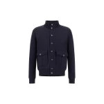 Herno Navy Blue Resort Jacket in Cotton Interlock and Travel Nylon Ponente | Men's Jackets | Coveti