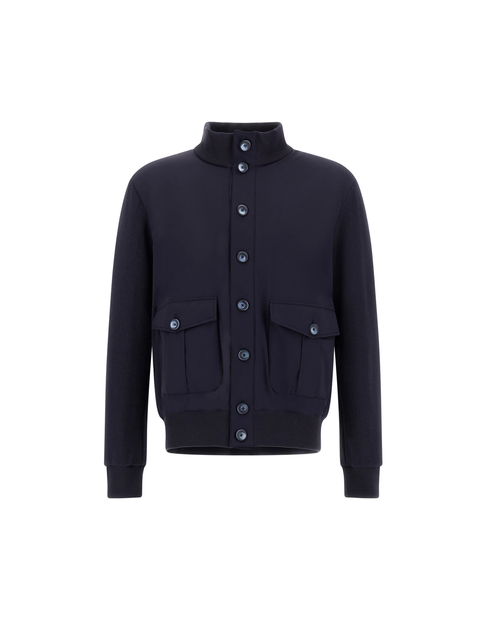 Herno Navy Blue Resort Jacket in Cotton Interlock and Travel Nylon Ponente Herno Navy Blue Resort Jacket in Cotton Interlock and Travel Nylon Ponente | Men's Jackets | Coveti