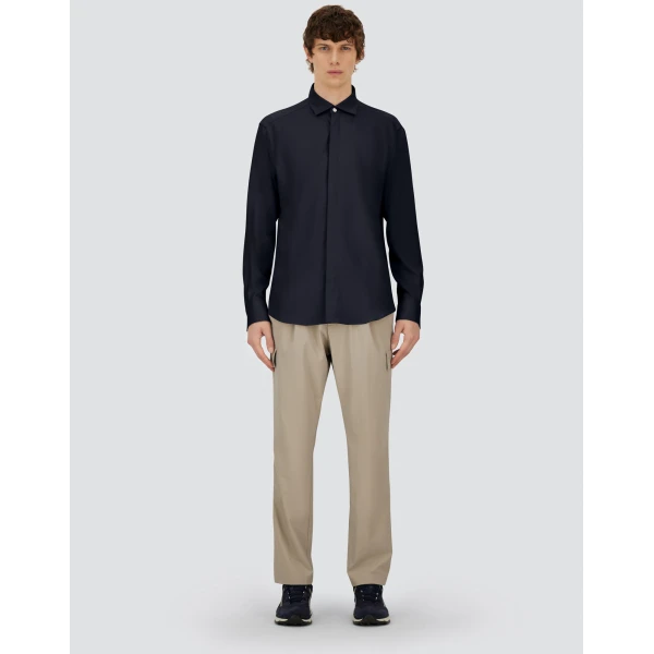 Herno Navy Blue Resort Shirt in Cashmere and Silk | Men's Shirts | Coveti
