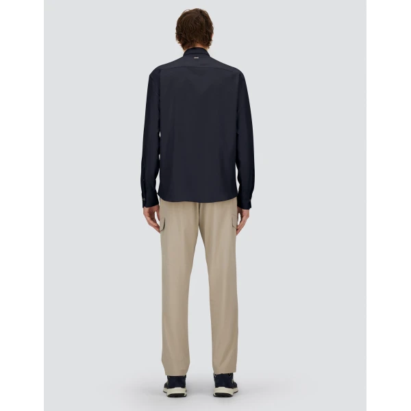 Herno Navy Blue Resort Shirt in Cashmere and Silk | Men's Shirts | Coveti