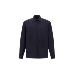Herno Navy Blue Resort Shirt in Stretch Micromodal | Men's Shirts | Coveti