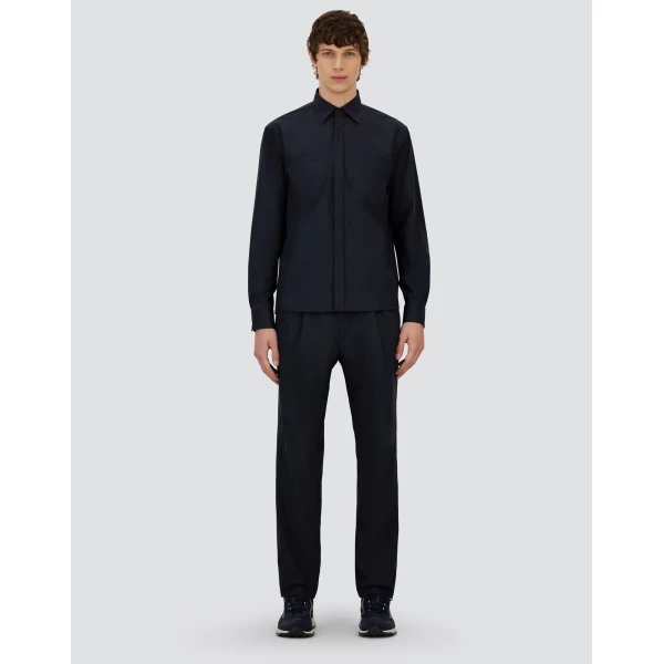 Herno Navy Blue Resort Shirt in Stretch Micromodal | Men's Shirts | Coveti