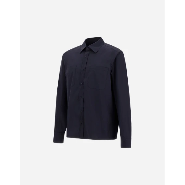 Herno Navy Blue Resort Shirt in Stretch Micromodal | Men's Shirts | Coveti