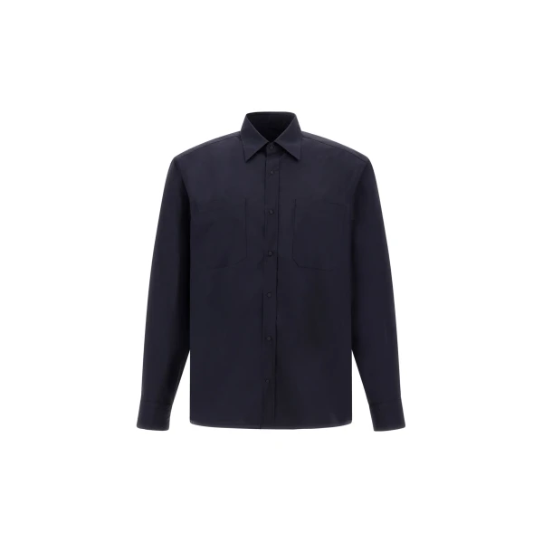 Herno Navy Blue Resort Shirt in Stretch Micromodal | Men's Shirts | Coveti