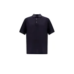 Herno Navy Blue Resort Short-Sleeve Polo Shirt in Wool Jersey with a Shiny Finish | Men's T-Shirts and Polos | Coveti
