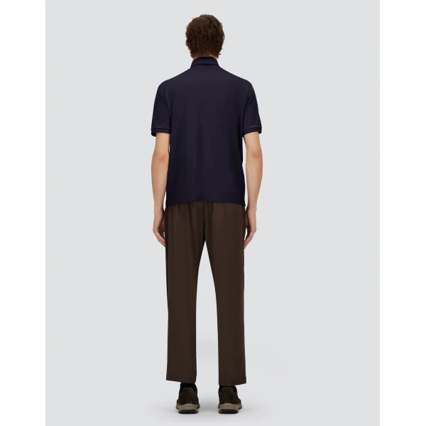 Herno Navy Blue Resort Short-Sleeve Polo Shirt in Wool Jersey with a Shiny Finish | Men's T-Shirts and Polos | Coveti