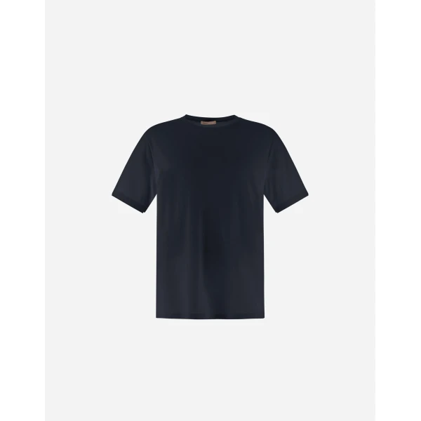 Herno Navy Blue Resort T-Shirt in Lightweight Cotton Jersey and Stretch Nylon | Men's T-Shirts and Polos | Coveti
