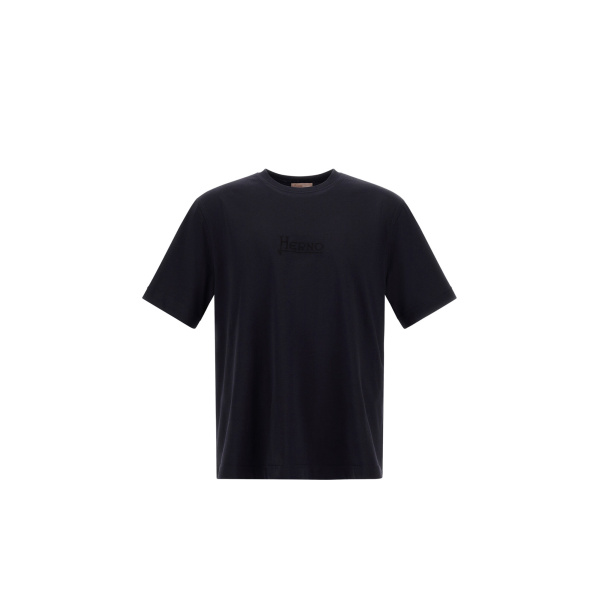 Herno Navy Blue Resort T-Shirt in Pure Cotton Jersey | Men's T-Shirts and Polos | Coveti