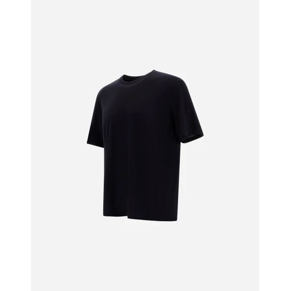 Herno Navy Blue Resort T-Shirt in Wool Jersey with a Shiny Finish | Men's T-Shirts and Polos | Coveti